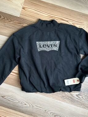 Kids Levi's Black bedazzled Logo Mock-Neck Sweater
